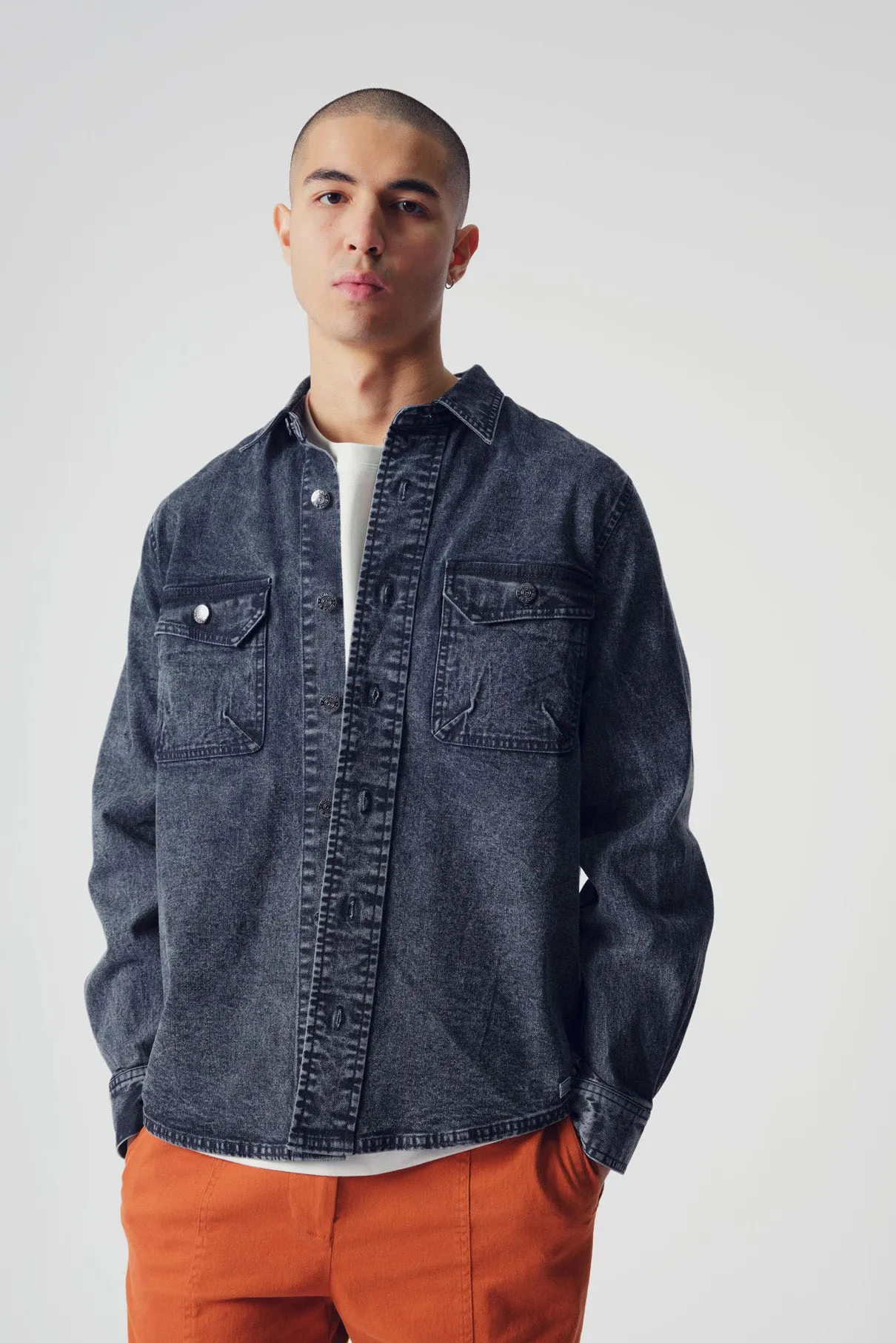 OSCAR - Organic Cotton Overshirt Washed Grey